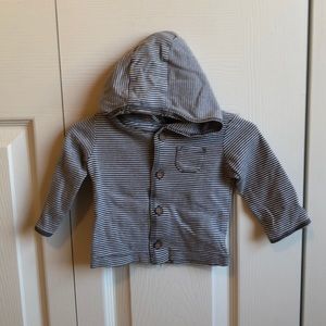 Grey/white striped hoodie